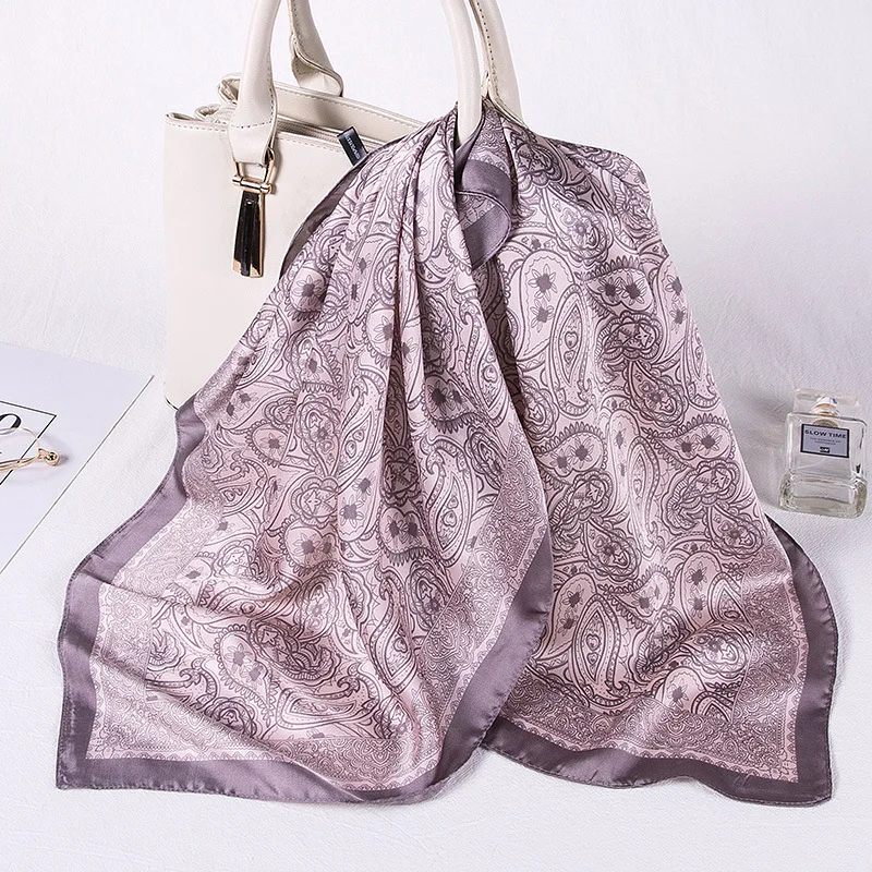 

2021 Summer Brand Silk Scarf Square Women Foulard Bandana Shawls and Wraps Fashion Print Lady Office Small Hair Neck Scarves