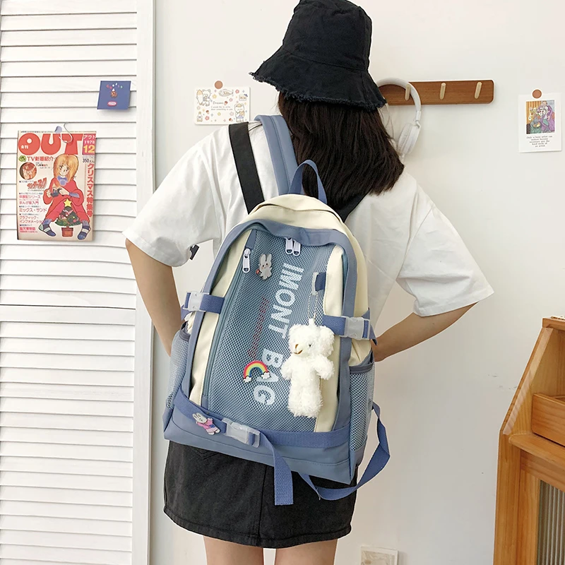 

Модные сетчатые большой Ёмкость на открытом воздухе холст рюкзак для школьницы Bolso Mujer дизайнер рюкзак для женщин сумки Femme сумки для женщин