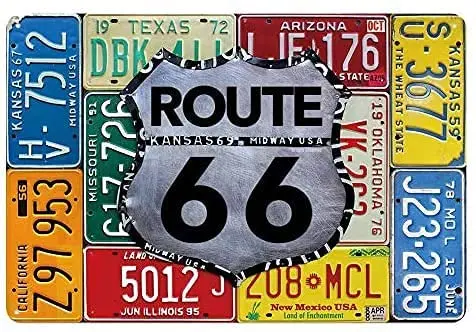

Route 66 Metal Signs Posters for Garage Man Cave Shop Bar Pub Decor 12x8 Inch
