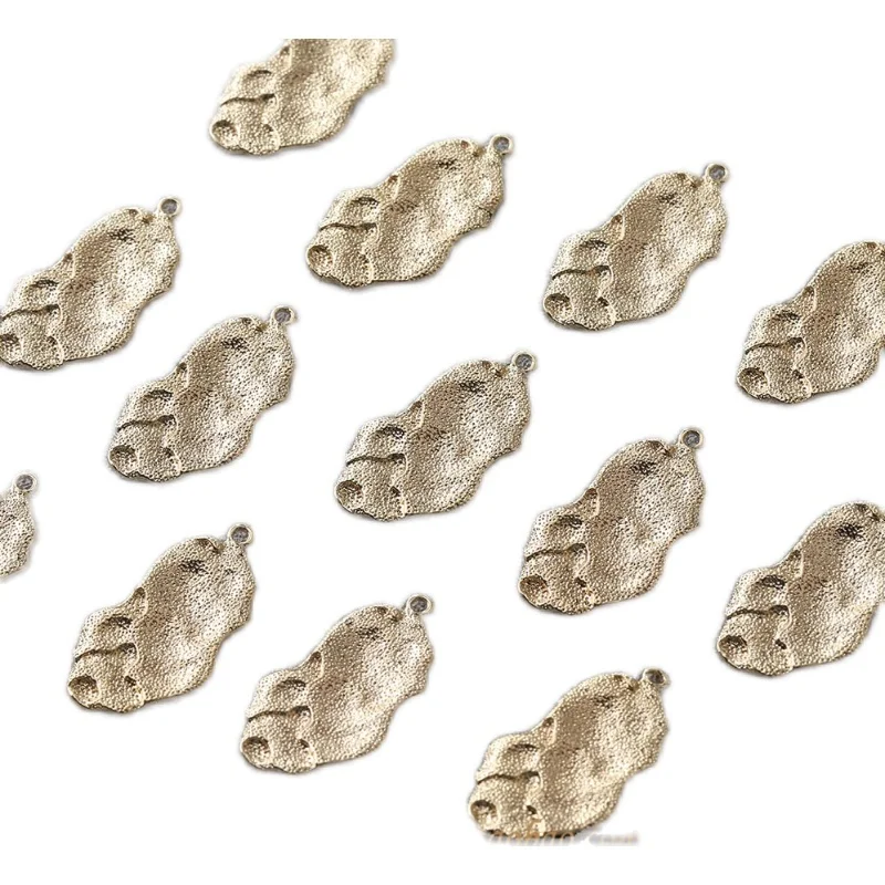 

14K bag gold irregular bump knock pattern diy earpiece hand for pendant material accessories 2PCS