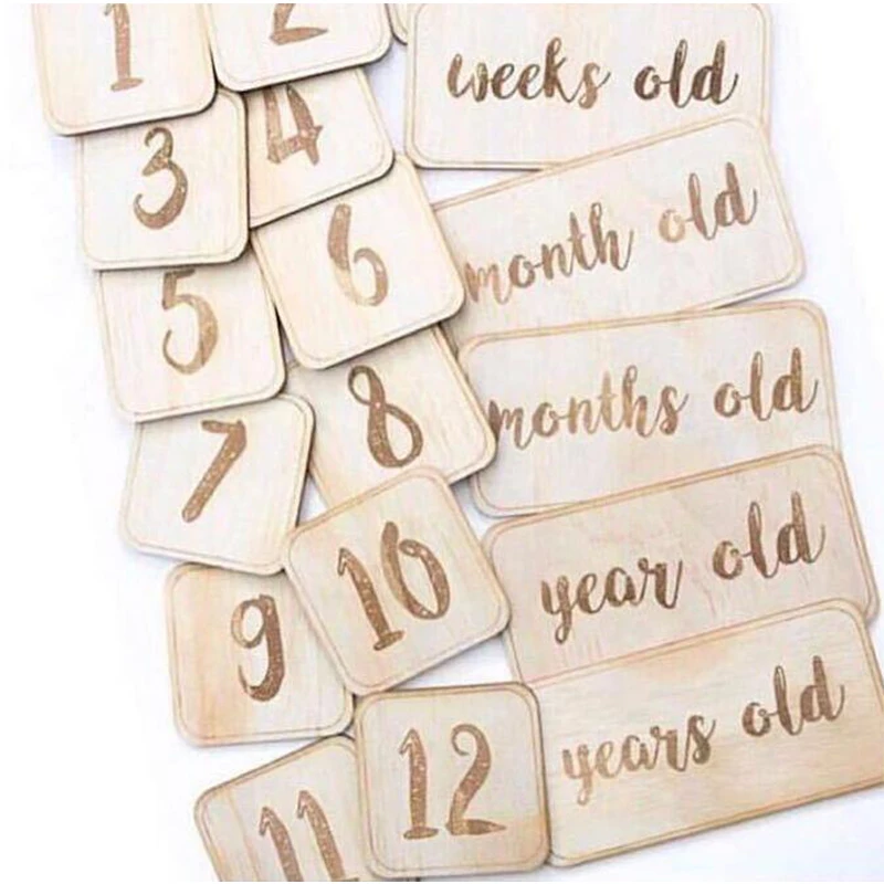 

Baby Milestone Number Monthly Memorial Cards Vintage Growth Recording Card Newborn Photography Accessories Souvenir Gifts New