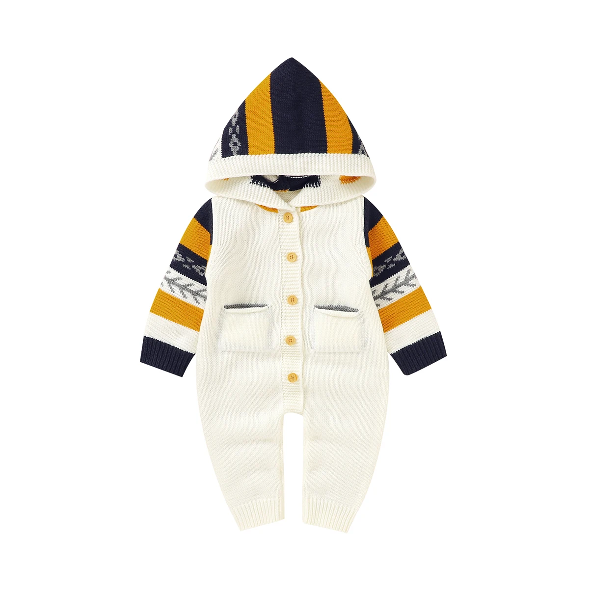 

Baby Rompers Long Sleeve Newborn Infant Boys Girls Sweater Jumpsuits with Hood Fall Winter Warm Toddler Children Knitted Clothes