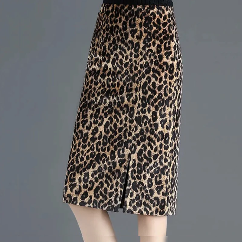 

New Autumn Winter Leopard Print Pencil Skirt For Women High Waist Fashion Sexy One Step Hip Slim Knee-Leagth Skirts Ladies 2020