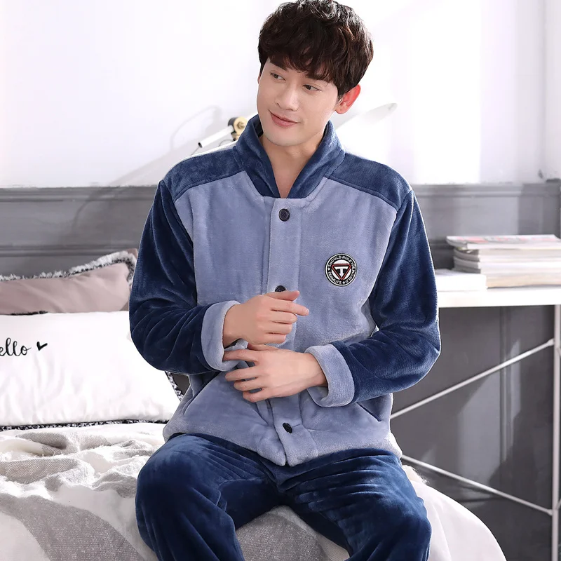 blue sleepwear women Пижамы женские зимние длинный рукав фланель пижамы женские теплые толстые коралловые флисовая Пижама для зимы домашний костюм пижамы для женщин - Цвет: blue sleepwear women