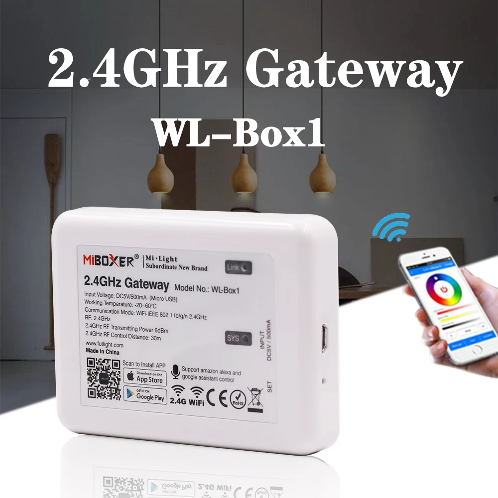 

Светодиодный WI-FI контроллер WL-Box1 Смарт Беспроводной 2,4 ГГц шлюз голосовой WI-FI RGB контроллер для Mi светильник светодиодный лампы полосы светильник