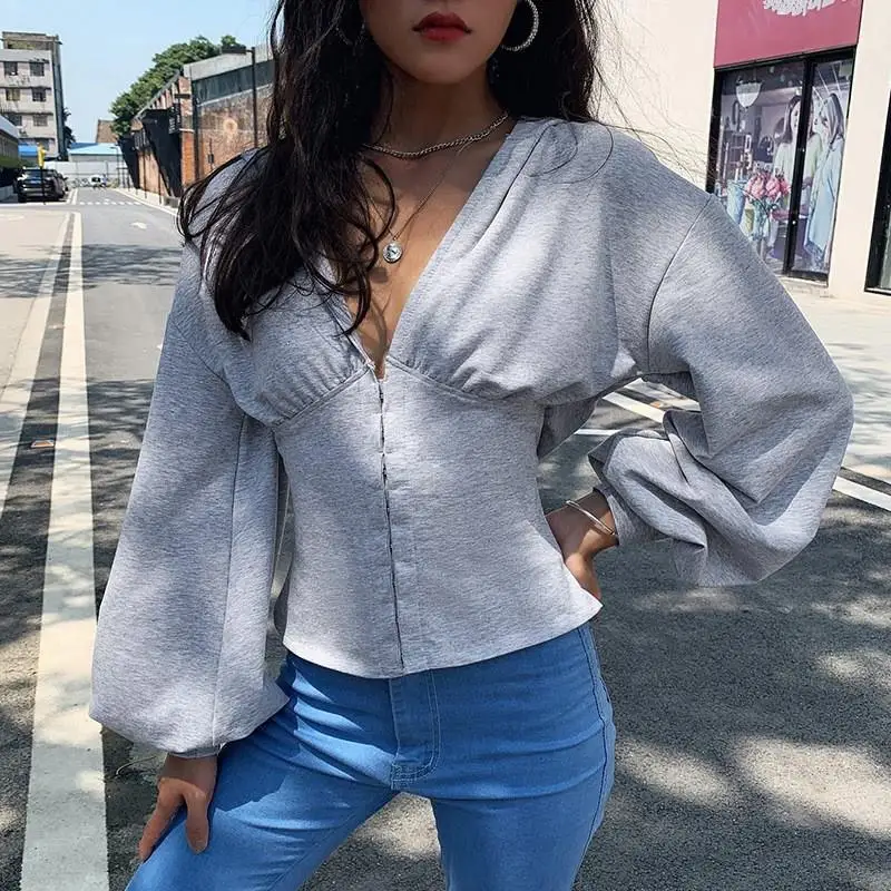 Осенне зимняя женская толстовка с капюшоном v образным вырезом модные спортивные