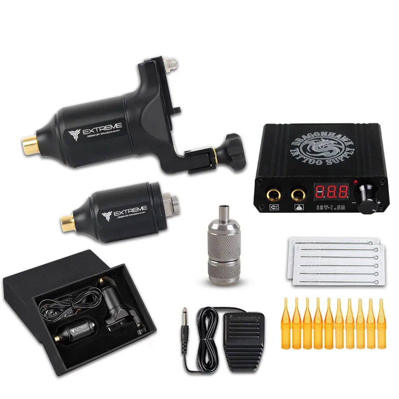 Набор татуировок Dragonhawk Ротационная Машина пистолет 2 двигателя источник питания