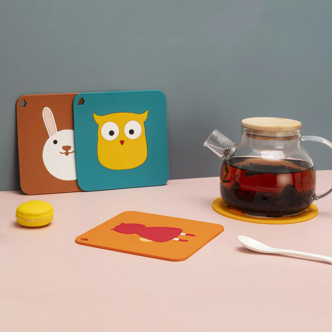 

Cute Cartoon Drinks Holder Mat Shapes Coaster Tableware Placemat Coffee Pads Kitchen Accessories