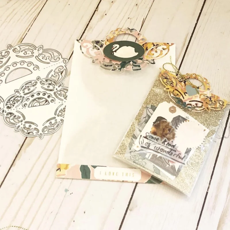 

Kokorosa METAL CUTTING DIES Cut Butterfly Gift Box Bag Handle Die Scrapbook Paper Craft Album Card Punch Cutter