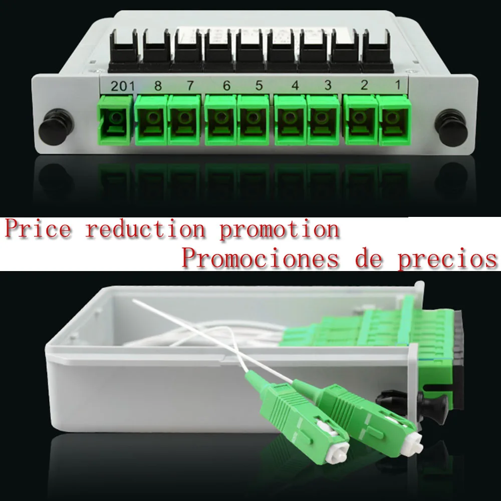 10 шт./лот SC APC PLC 1X8 сплиттер оптоволоконный блок FTTH плоский волновой направляющий