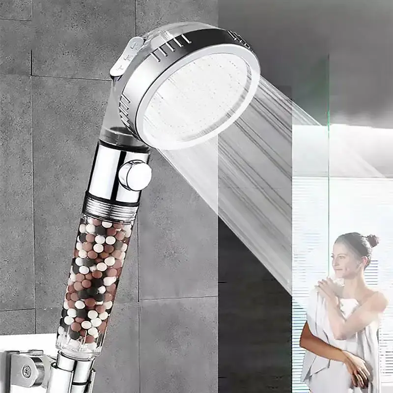 

Negative Ion Filter Rain Shower Head Set Water Saving Showerhead High Handheld Bath Spray High Pressure SPA Nozzle With Switch