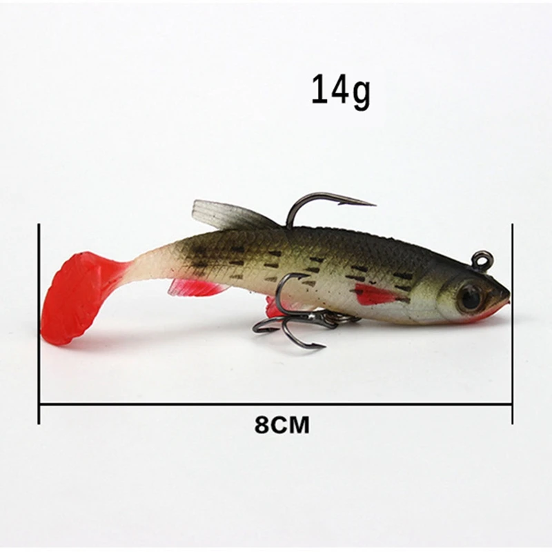 

5Pcs/set Soft Fishing Lure Kit High Quality Bait Set 9.3G/14G Artificial Silicone Bass Bait With Treble Hook Box Fishing