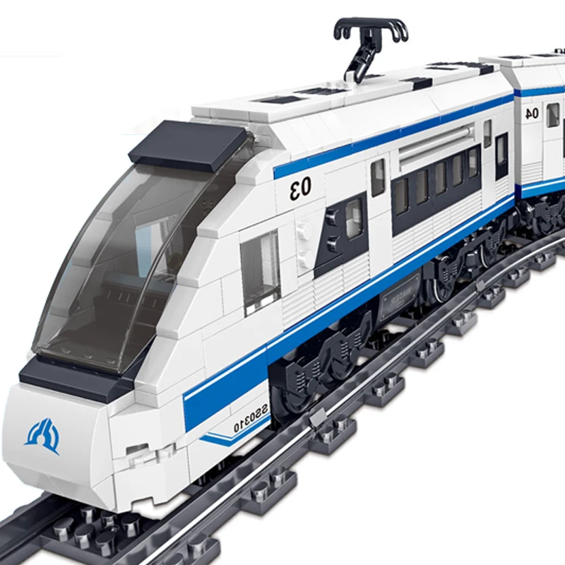 Bloques de construcci&oacute;n de tren el&eacute;ctrico de alta velocidad para ni&ntilde;os, juguete t&eacute;cnico de tren de alta velocidad, con control remoto/no RC, para regalo de cumplea&ntilde;os-1