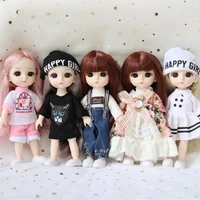 bjd doll 16cm 13 joints plastic dolls baby clothes fashion shoes outfit daily casual accessories skirt toys for girls diy gift