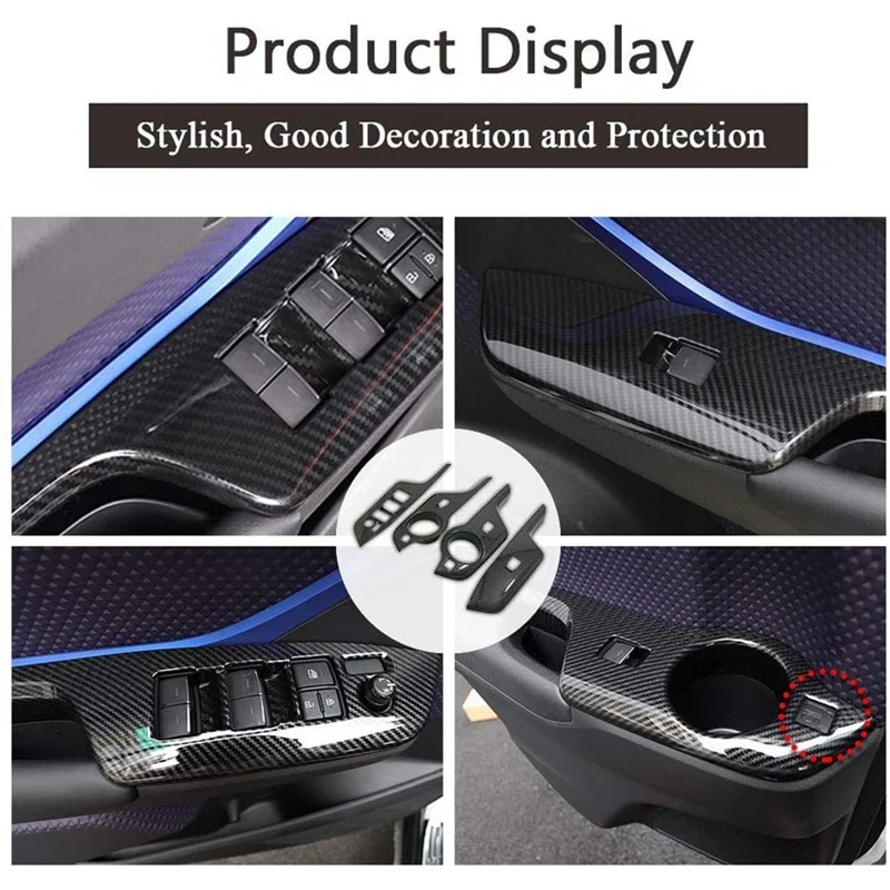 

Interior Door Armrest Sticker Window Switch Buttons Cover Trim for Toyota CHR C-HR 2016-2018 Car Accessories