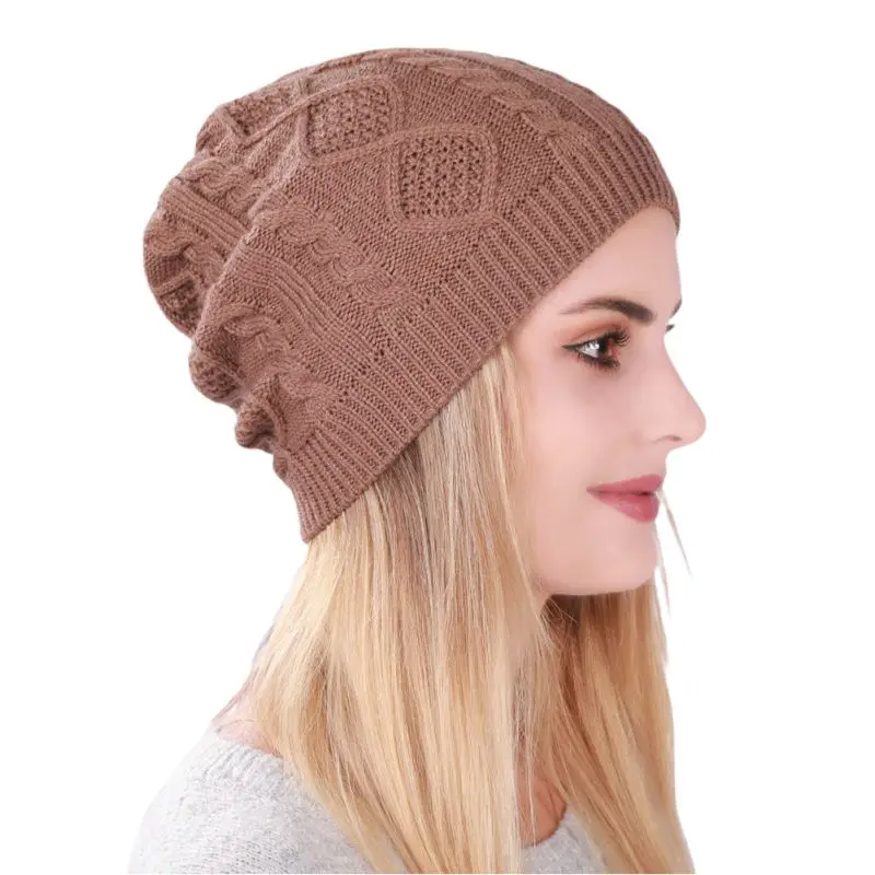 

Women's Winter Beanie Cap Soft Warm Slouchy Crochet Ski Cap Baggy Slouch Hats Cable Knit Skull Cap