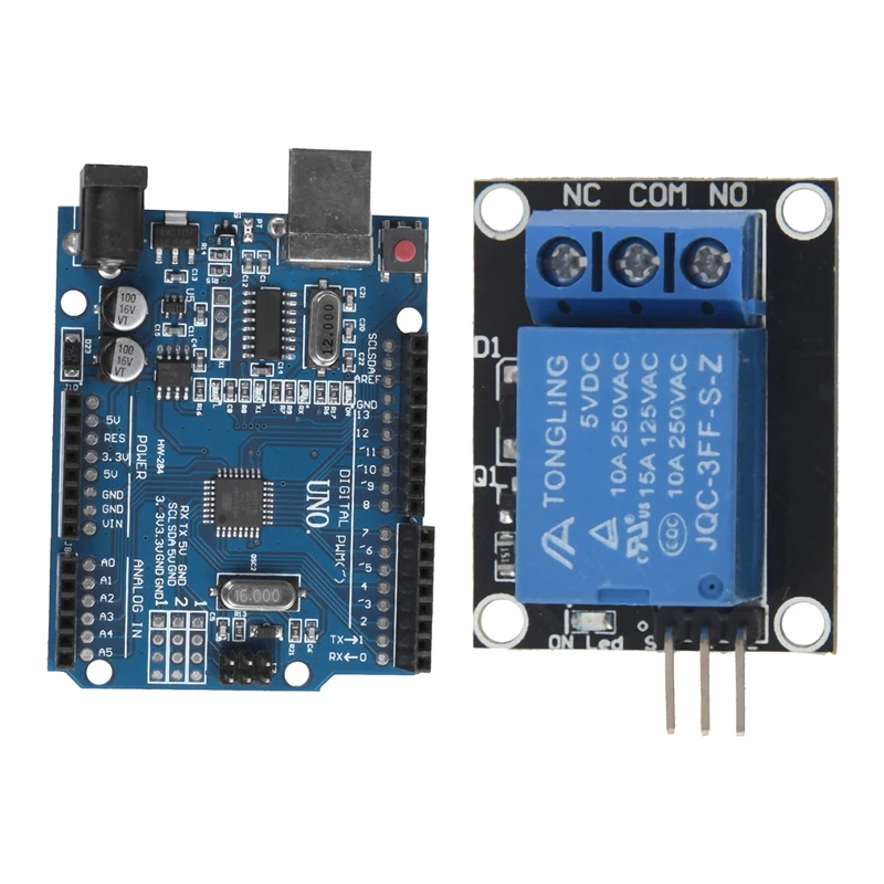 2 комплекта модуля для Arduino: 1 Набор UNO R3 ATmega328P CH340 USB плата DIY и комплект синий черный