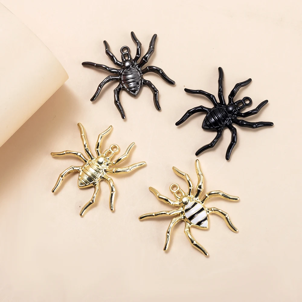

HEYUYAO 10pcs/lot Mixed Color Enamel Halloween Spider Charms Pendants DIY Necklace Earring Keychain For Jewelry Making