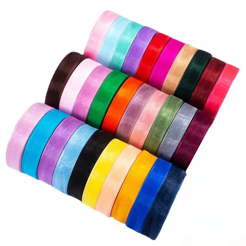 

45 Meters 20MM Solid Colors Sheer Organza Pure Silk Ribbons For DIY Sewing Crafts Gift Wrapping Party Home Hat Decor Hair Bows