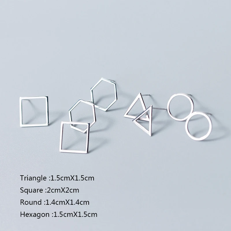 Женские шестигранные серьги гвоздики Trusta круглые и прямоугольные из 100%