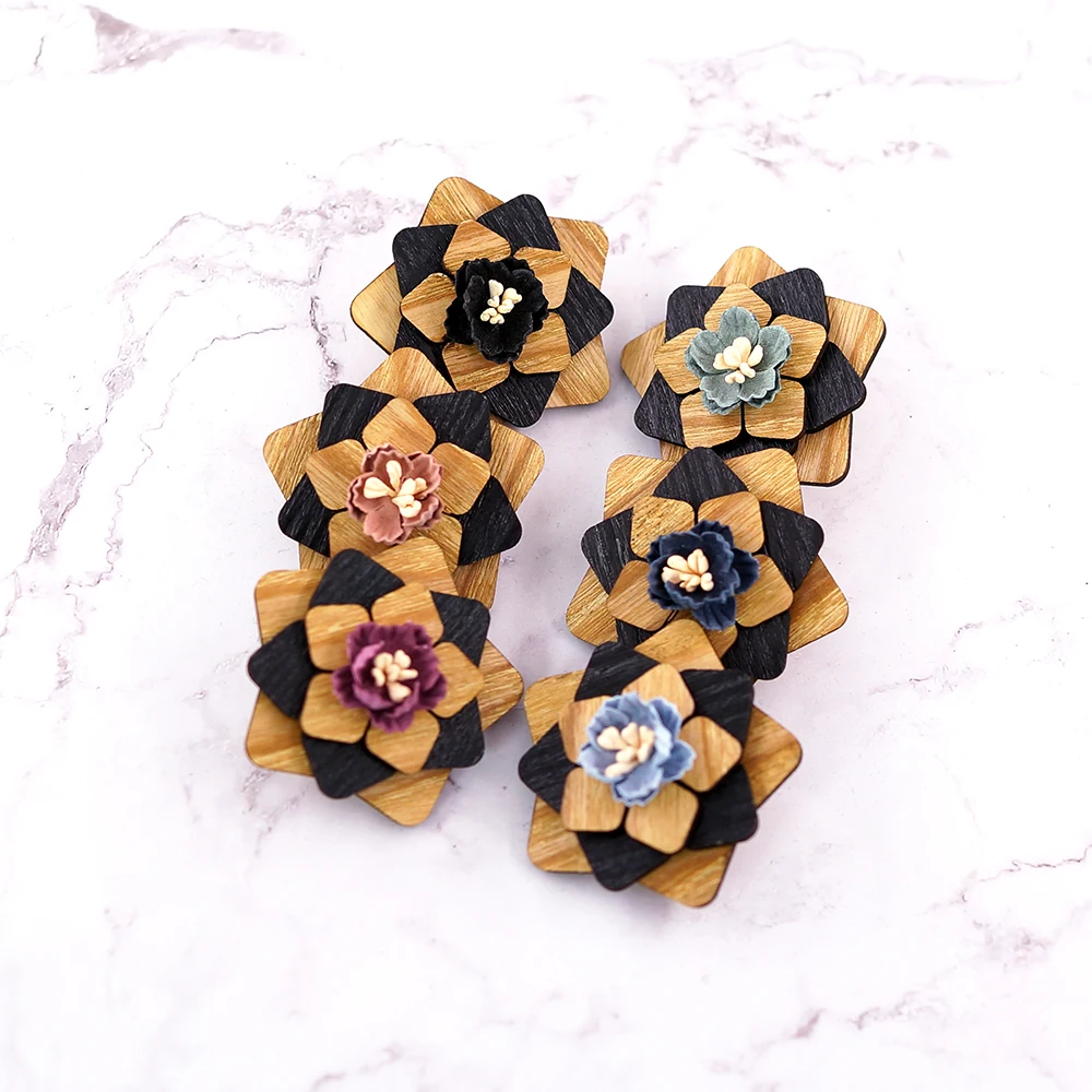 Деревянная брошь ручной работы свадебные броши на лацкан цветок ретро булавки