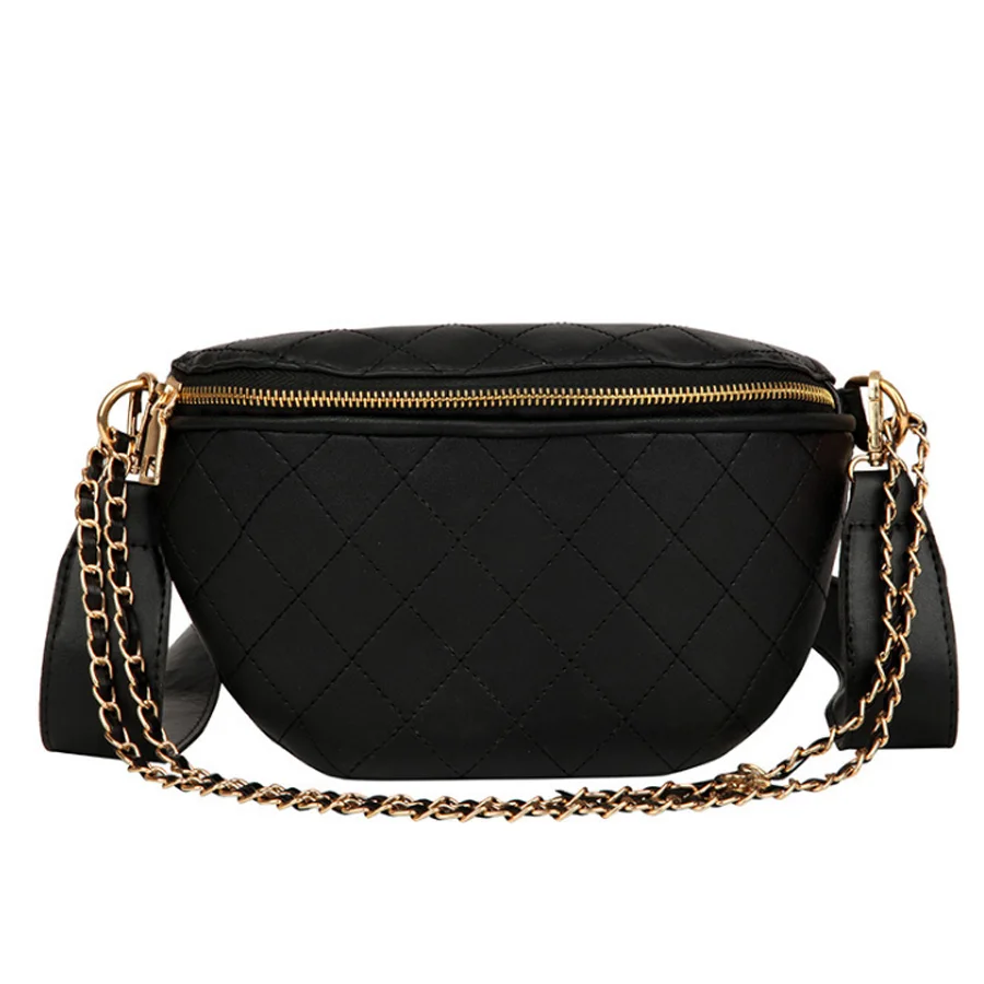 Женская сумка-мессенджер однотонная с ромбовидной цепочкой | Багаж и сумки