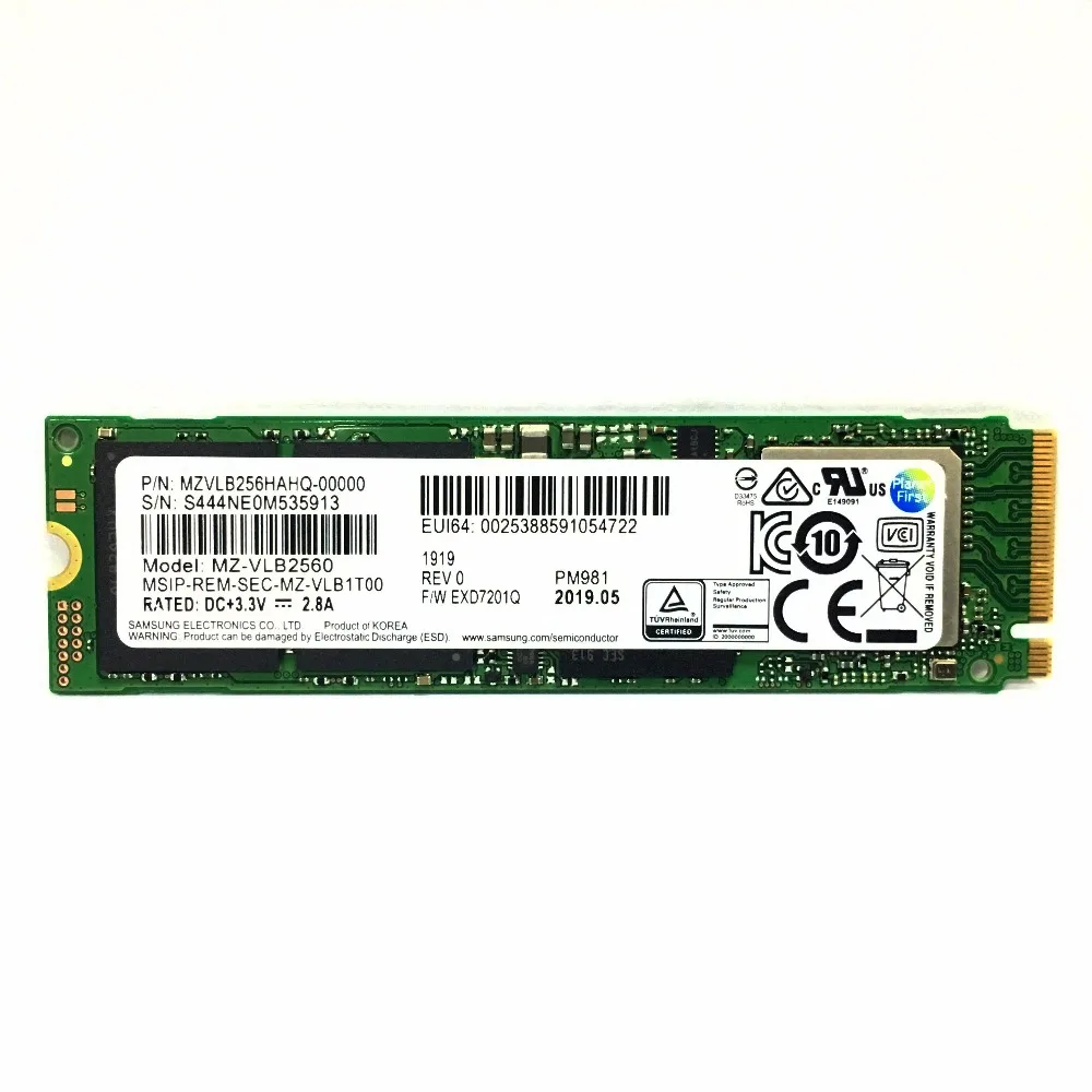 Твердотельный накопитель SAMSUNG SSD M.2 PM981 256 ГБ 512 ТБ M2 NVMe PCIe 3 0x4 внутренний жесткий