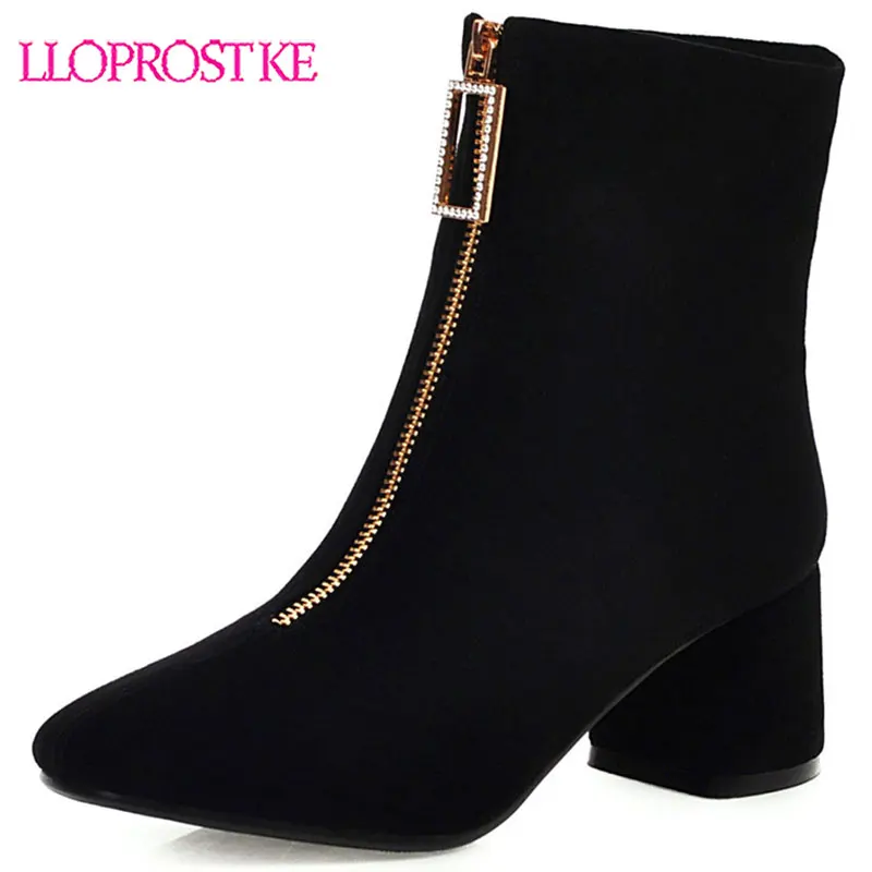 

Lloprost ke Martin boots female thick heel 2019 autumn winter high-heeled women's ankle boots fashion short boots size 48 H575