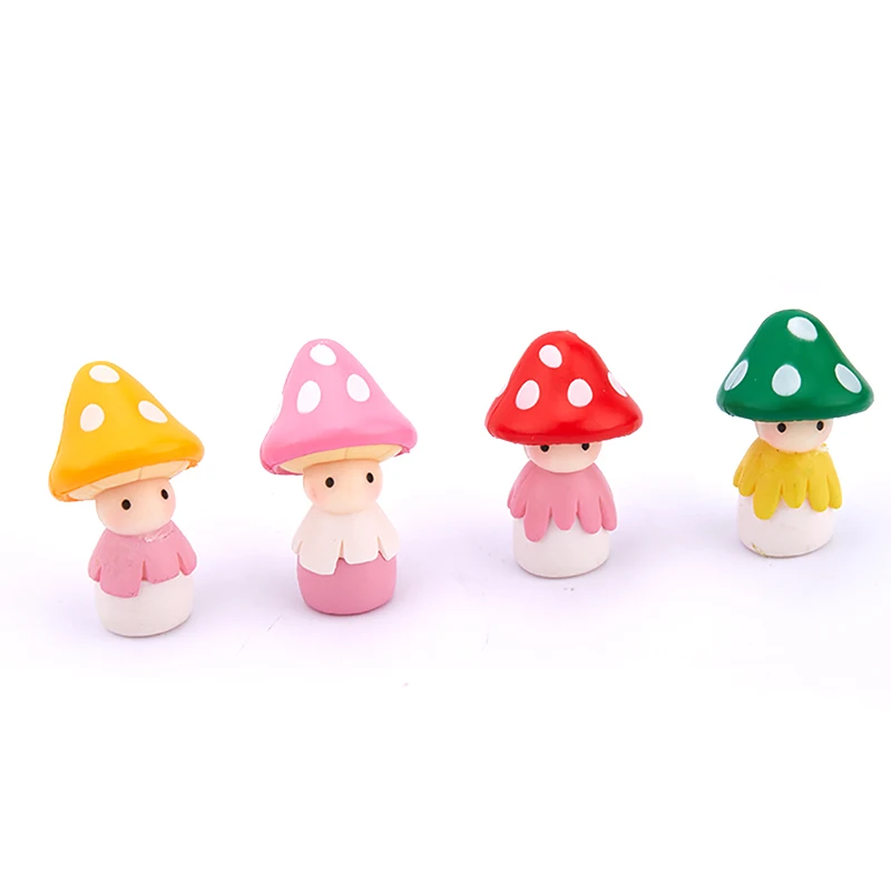 

4pcs/lot Small Mushroom Dolls Miniature Garden Moss Micro Landscape Ornament Decoration Materials DIY Doll Fleshy Mushroom