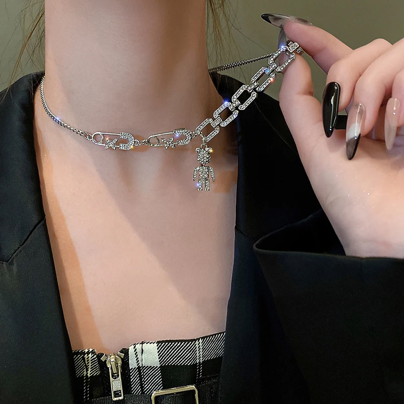 Винтажные Многослойные кристаллы медальон в виде медведя Ожерелье для женщин