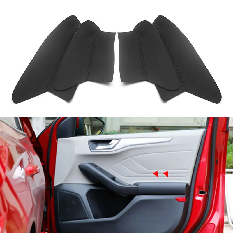

4pcs Car Door Handle Armrest Panel Microfiber Leather Cover Interior Trim For Ford Focus 2019
