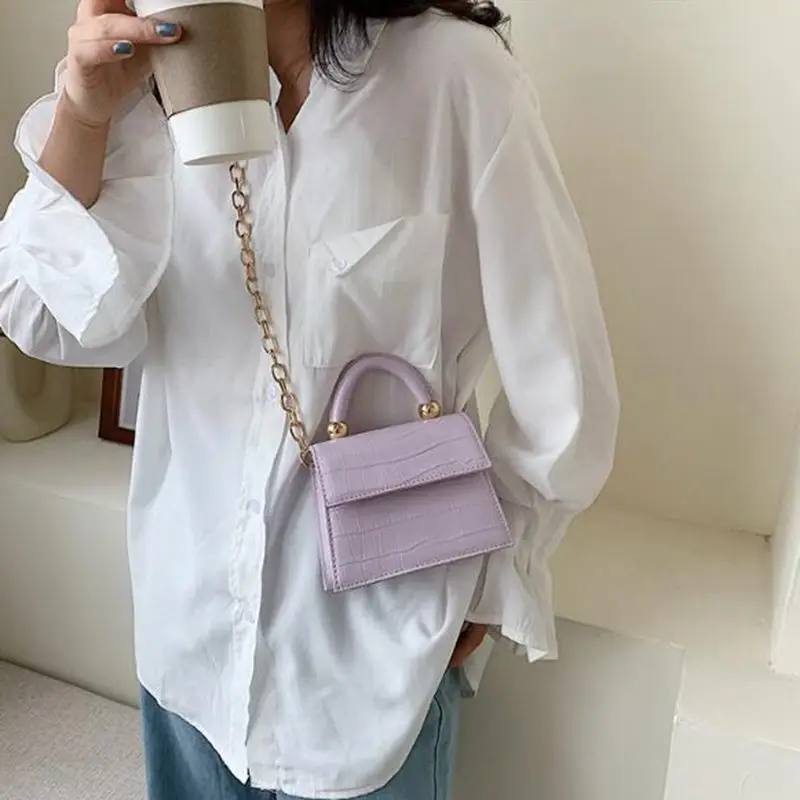 

Stone Pattern Leather Crossbody Bags For Women Handbags and Purses Chain Design Mini Shoulder Messenger Bags Female Small Flaps