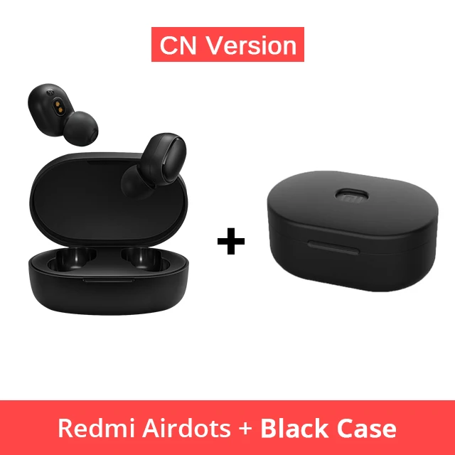 CN N Black Case Xiao mi Red mi AirDots mi True Беспроводные Bluetooth 5,0 наушники-вкладыши стерео бас наушники с mi c Handsfree наушники AI управление - Цвет: CN N Black Case