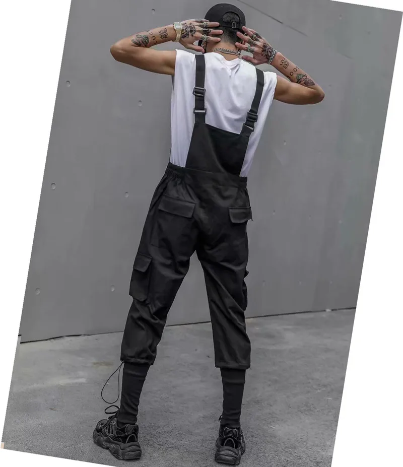 Сезон весна-лето Мужской комбинезон в стиле хип-хоп с несколькими карманами
