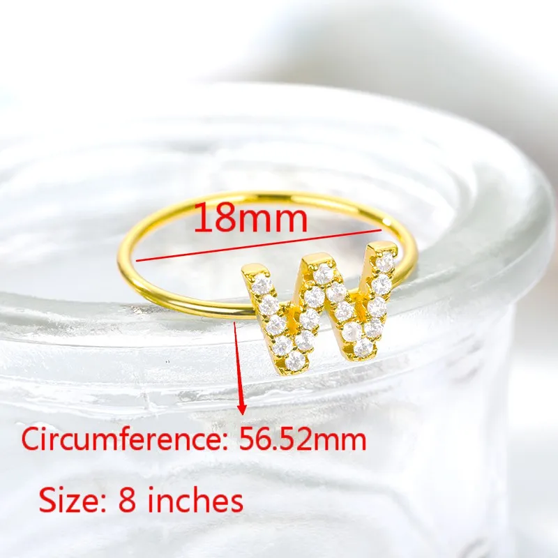 Name Initial Gold Zircon A-Z 26 English Alphabet Rings For Women Jewelry Fashion Stackable Couples Men's Wholesale | Украшения и