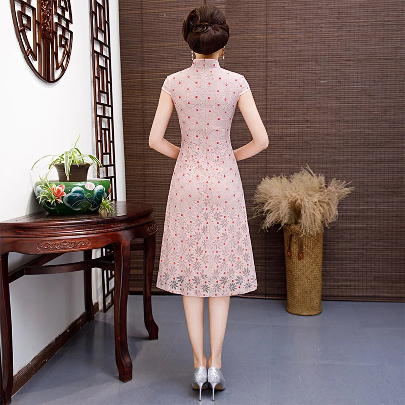 Вечерние, вьетнамские, aodai, Китайская традиционная одежда для женщин, qipao, короткий рукав, кружевное, китайское, восточное платье, современное, cheongsam