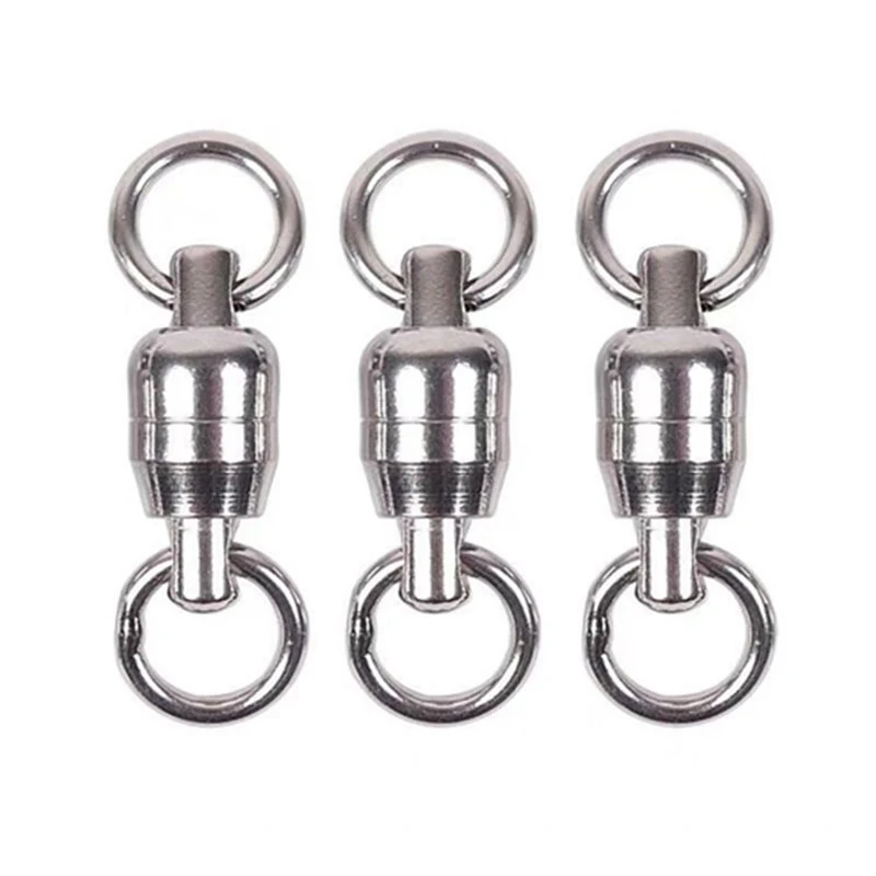 20pcs/lot  AS Heavy Duty  Both Ends Strength Ball Bearing Rolling Swivel Stainless Steel Solid Ring Fishing Accessories