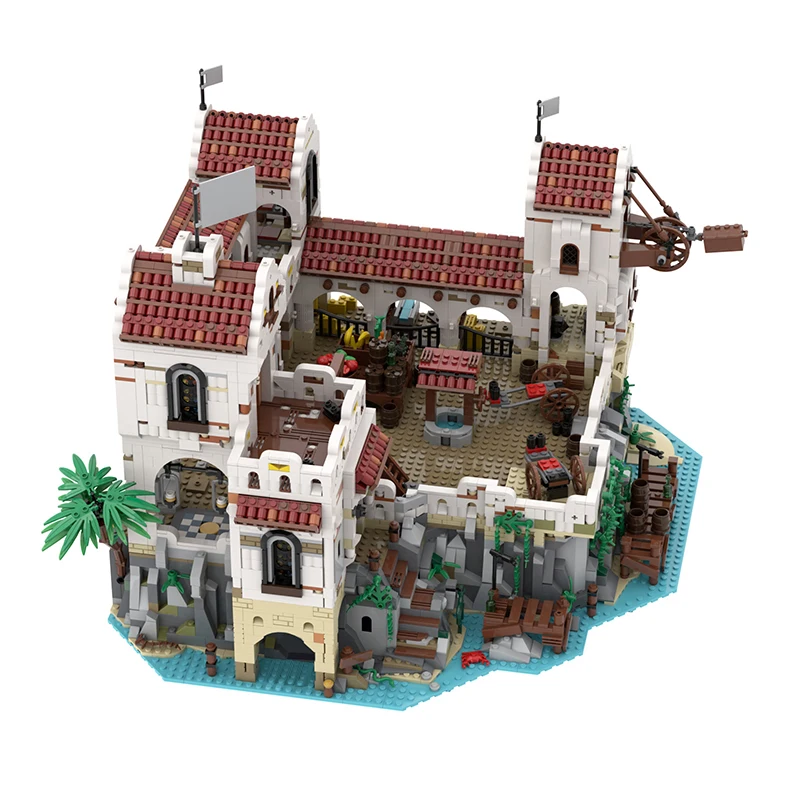 

MOC Beach House Eldorado Fortress Pirates of Barracuda Bay Classic Theme Model Castle Building Blocks Bricks Children's Toys