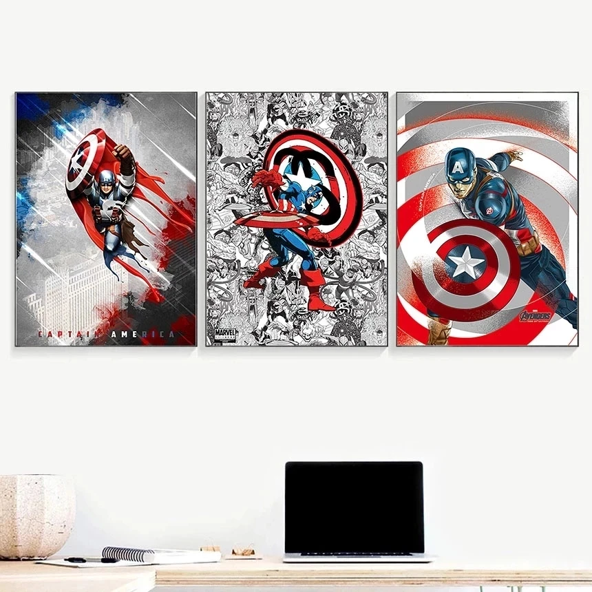 

Картина на холсте Disney, Мстители Marvel, картина без рамки, супергерой, Капитан Америка, плакат, принты для гостиной, настенное искусство, домашн...