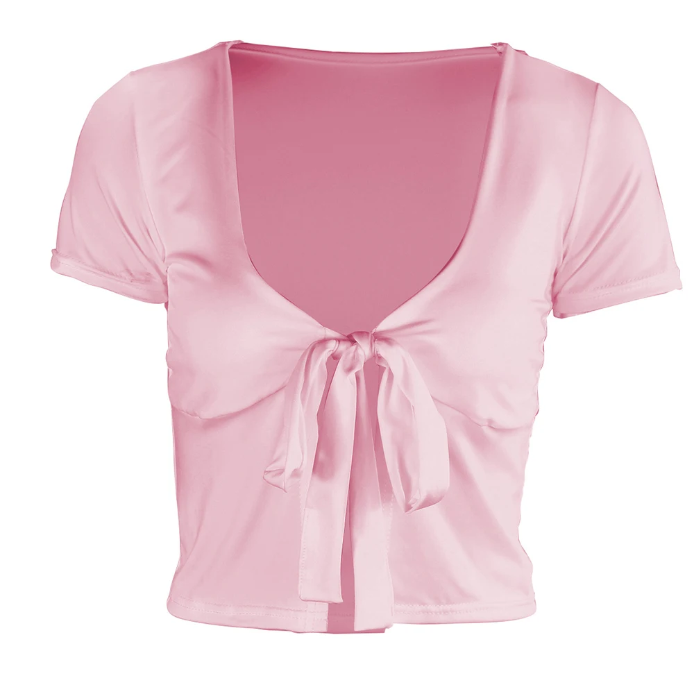 

2020 Tops HUAN BEAUTY Sexy Women Strap Short Sleeves Top New Female Shirt Low Cut Outer Wear Shirt HB-1054