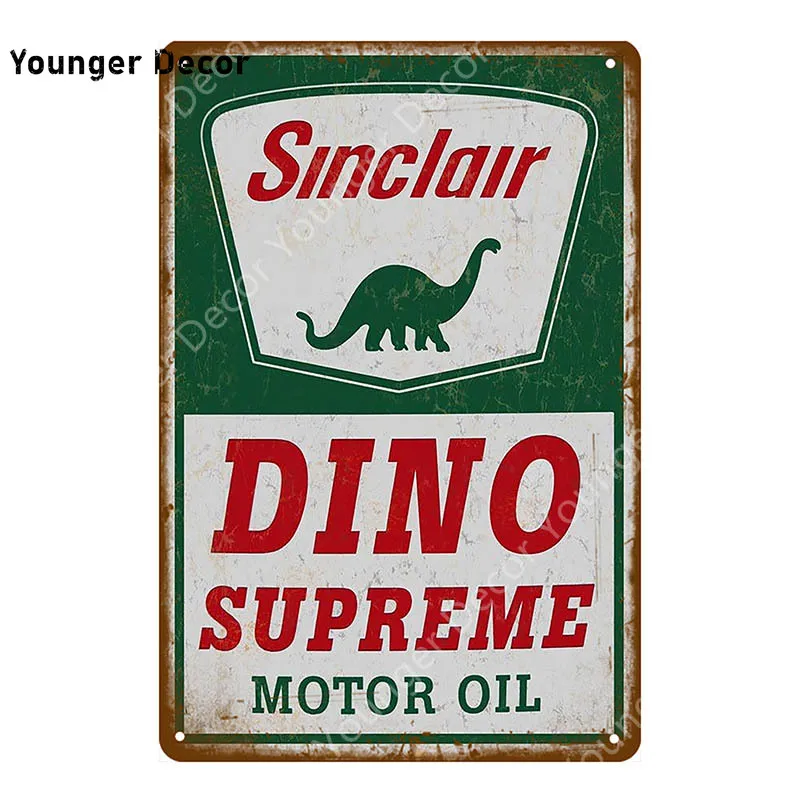 Металлические художественные знаки Dino Motor Oil открытые 24 часа Texaco бензиновый