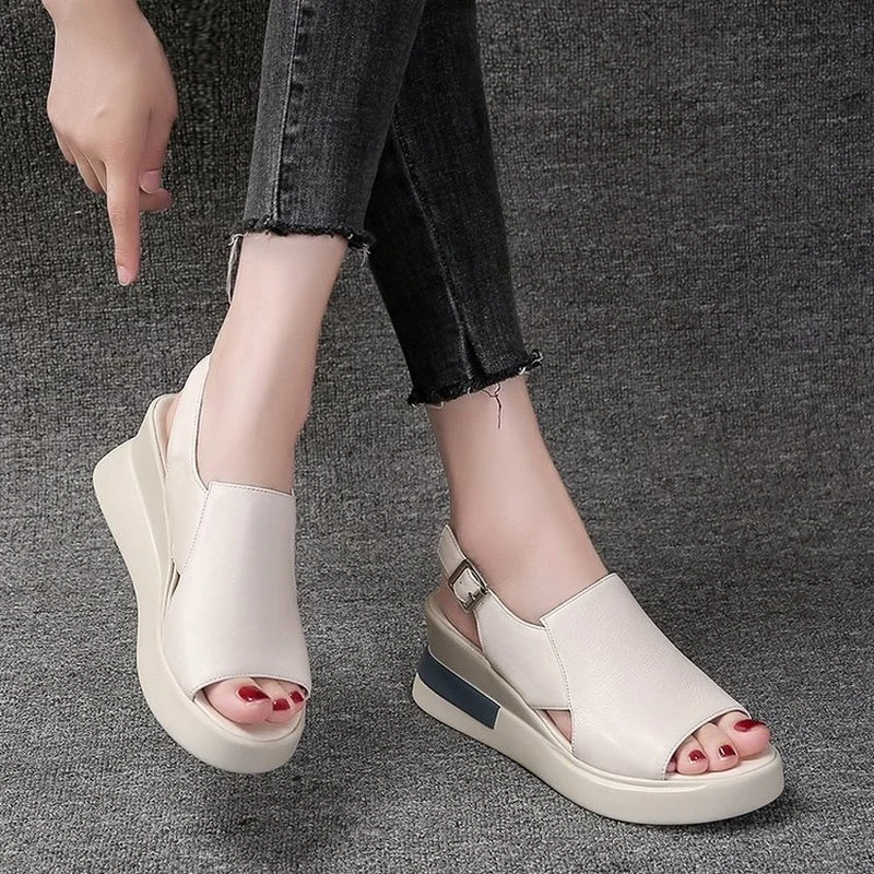 

Women Wedges Sandals Fashion PU Leather High Heels Summer Office Lady Platform Sandals Plus Size Shoes Woman Sandalias