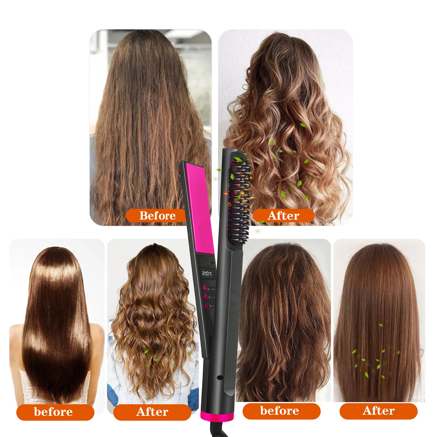 

Hair Straightener Professional Heating Curly Detangle Hair Comb Ion Hair Curlers Electric Splint Flat Iron Care tyling Tools