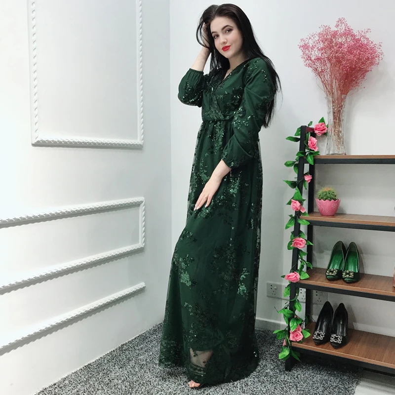 

Fashion Muslim Abaya Dress Metal Color End Lace Hot Stamp Dubai Robe Arab Islam Elegant Party Dress Ramadan Abayas For Women