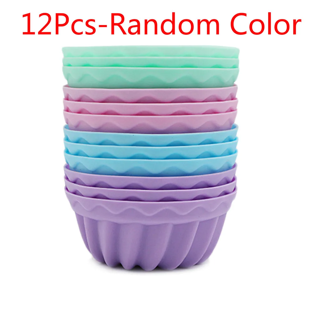 

12pcs/Set Silicone Cake Mold Round Shaped Muffin Cupcake Baking Molds Kitchen Cooking Bakeware Maker DIY Cake Decorating Tools