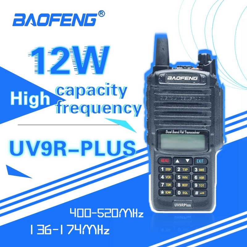 

Baofeng 9R Plus Waterproof IP67 Walkie Talkie High Power 12W CB Ham 50 20 Km Long Range UV9R Portable Two Way Radio