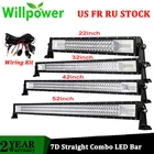 Силой воли 22 32 42 52 дюймов 7D внедорожный светодиодный бар прямой Combo фары дальнего и ближнего света светодиодный вождения Подсветка для ATV грузовик 4X4 пикапа 12V 24V