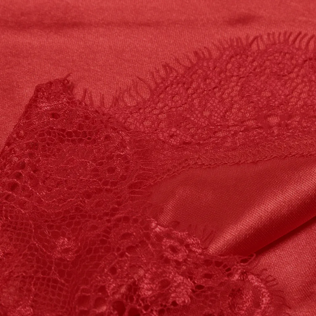 

Women Satin Silk Lace Sleepwear Lace Solid V Neck Sleeveless Sexy Lingerie Tops+Nightwear Shorts Women Erotic Pajamas Sets