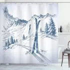 Зимние снежные горы занавески для душа сноуборд деревья синие белые ручная роспись природный ландшафт ткань Декор занавески для ванной комплект