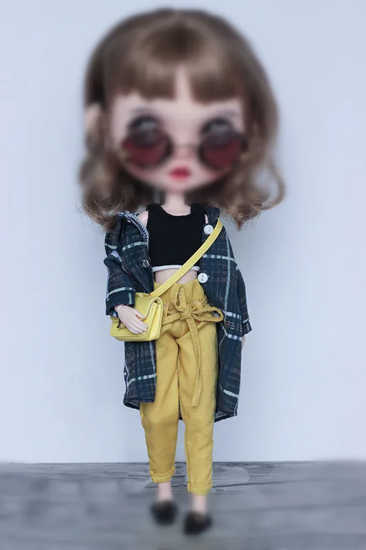 Новинка 1/6 Кукольное клетчатое пальто брюки Azone (подходит для Блит BJD azone pullip Lati ICY